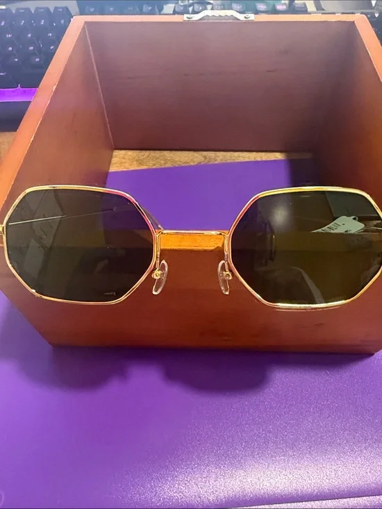 bp Gold Octagon Sunglasses with Dark Lenses
