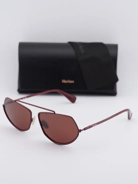 Max Mara MM0165 69S Joey Geometric Sunglasses - Shiny Bordeaux/Bordeaux