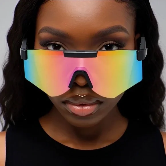 Oversized One Piece Blade Sports Women Rimless‎ Cycling Sunglasses Mirror Lentes