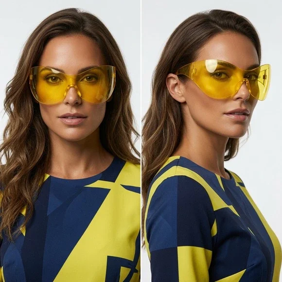 Yellow Sunglasses Women Fashion Designer Oversized Festival‎ Party Gafas Shield