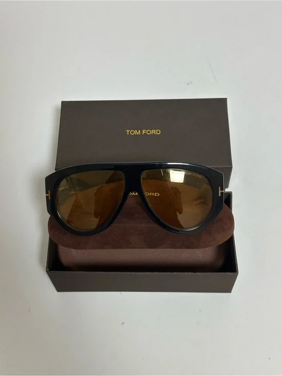 Tom Ford Black Frame with Brown Lens Shield Sunglasses