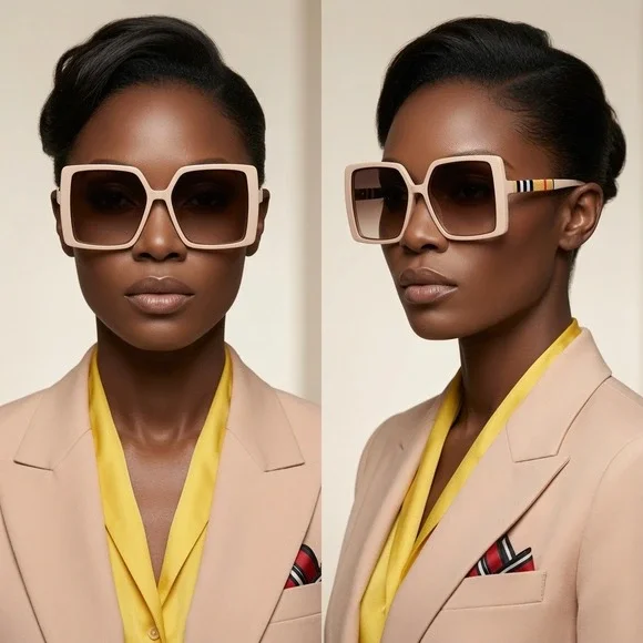 Giant Angular Eyeglasses Women Sunglasses Outfit Sunny Days Sun Protection Style