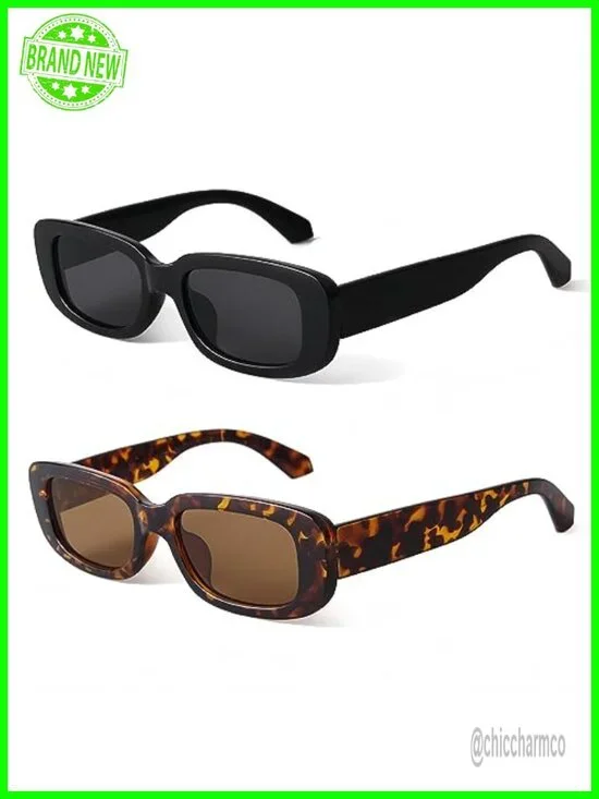 Retro Rectangle Frame Sunglasses UV400 Protection Women Driving