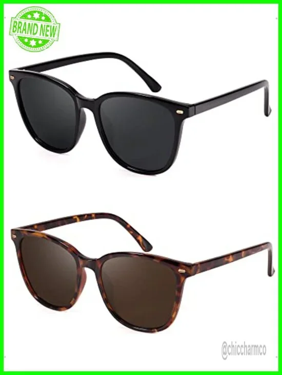 Polarized UV400 Protection Cat Eye Sunglasses for Women Pack of 2 Trendy Shades