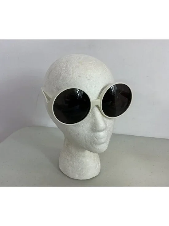Vintage Dyce Large Round Lens White Sunglasses Retro Y2K