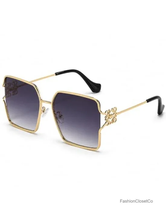 Women's Square & Oval Sunglasses Metal Floral Frame Polarized UV400
