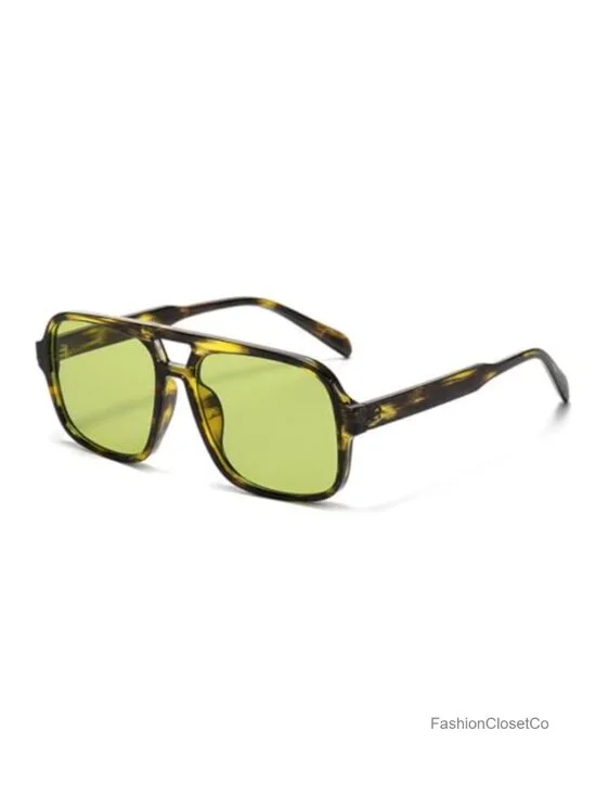 Retro 70s Aviator Sunglasses Oversized Square Shades UV400 Protection