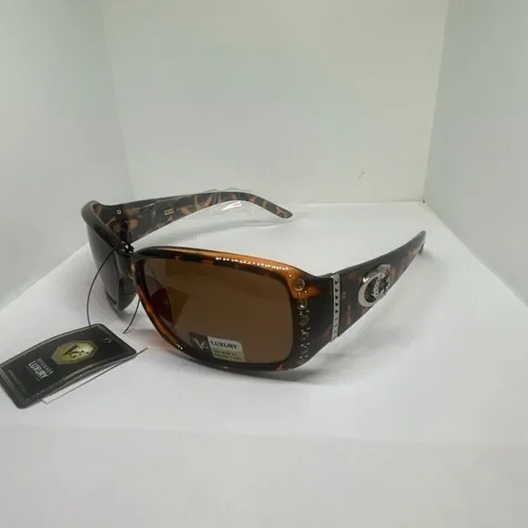 VG Tortoise Designer Luxury Sunglasses Rhinestone Accent UV400 Protection