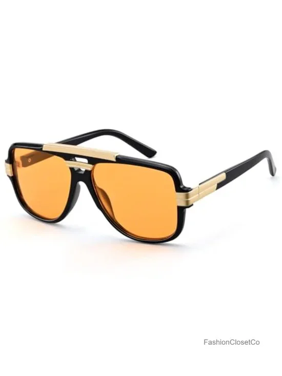 Oversized Aviator Sunglasses Square Frame UV400 Retro Vintage Shades