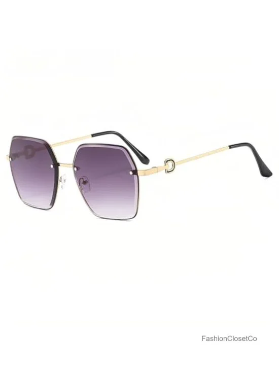 Frameless Square Sunglasses UV400 Gradient Lens Lightweight for Women Driving