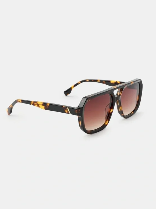ZARA AVIATOR ACETATE SUNGLASSES BROWN  NWT