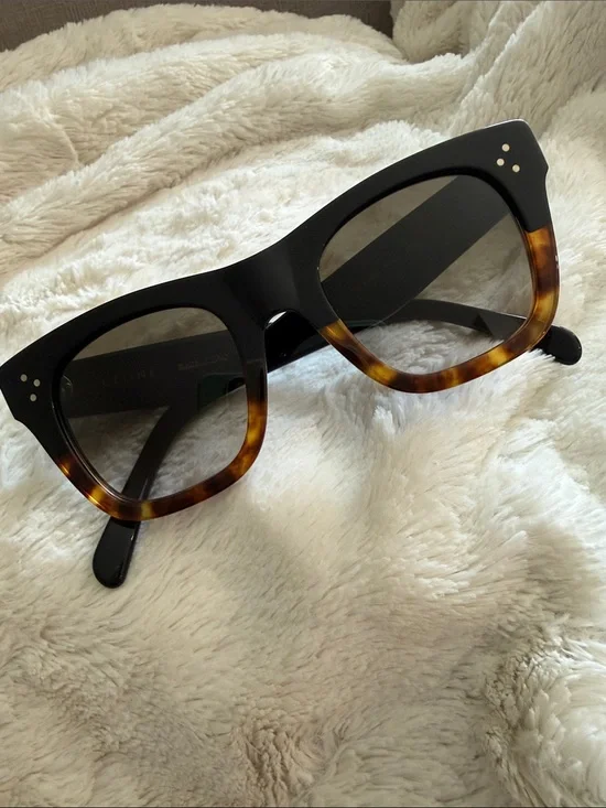Celine Two-Tone Black and Tortoiseshell Cat-Eye Sunglasses