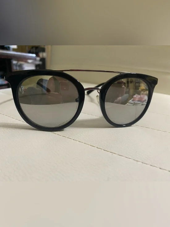 Michael Kors Black Round Sunglasses with Gold Double Bridge