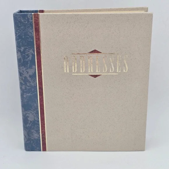 Vintage Hallmark Address Book 90s Vibe Cream‎ Blue Marble 6-Ring Organizer Retro