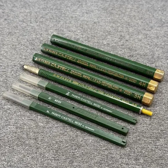 Vintage Faber-Castell 7pc Drawing Set 9032 Locktite 9400 Refill Tubes W Germany