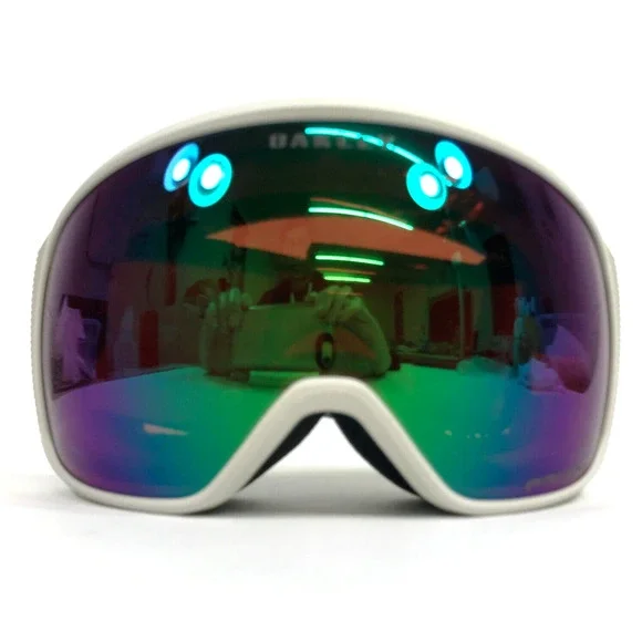 Oakley White Frame Mirrored Green Purple Lens Ski Goggles