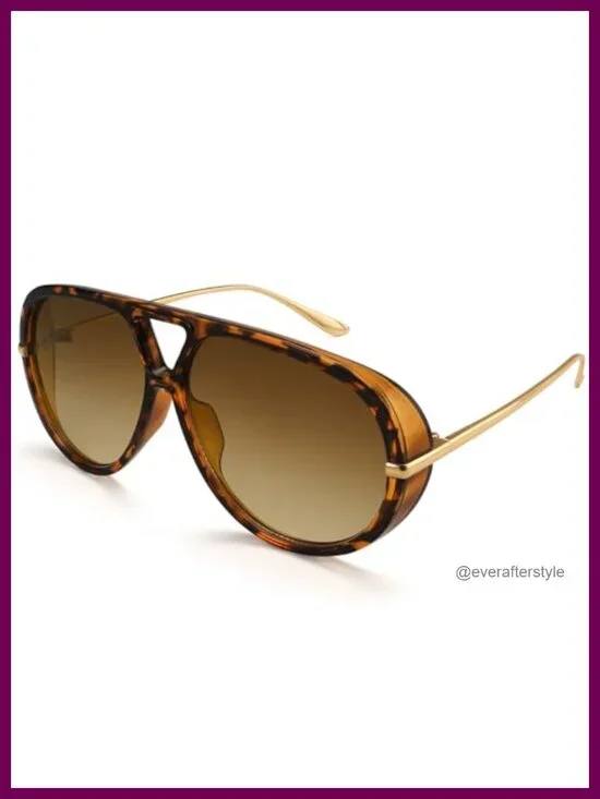 Retro Oversized Aviator Sunglasses for Women UV400