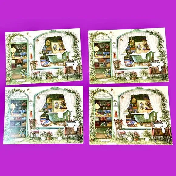 Vintage Greeting Cards Blank Janet Kruskamp Yesterday's Fashion WINDOW SHOPPING