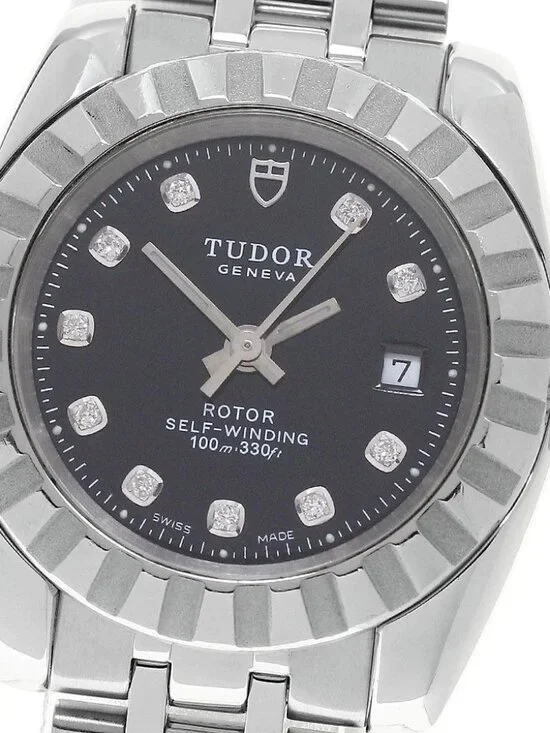 TUDOR Classic Date 22010 10P diamond black Dial Automatic Ladies Watch_957141