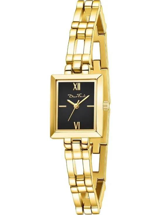 Women's Gold Black Vintage Quartz Stainless Steel Band Luxury Bracelet Watch