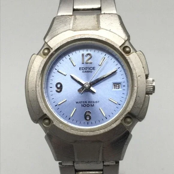 Casio Edifice 707 LWM-100 Womens Watch 29mm Blue Dial Date New Battery 6.75
