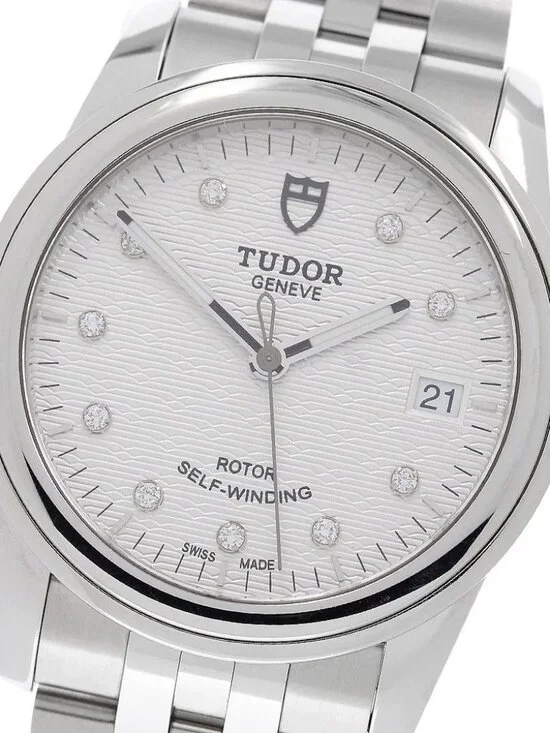 TUDOR Glamour 55000 Date 10P diamond Silver Dial Automatic Men's Watch_971158