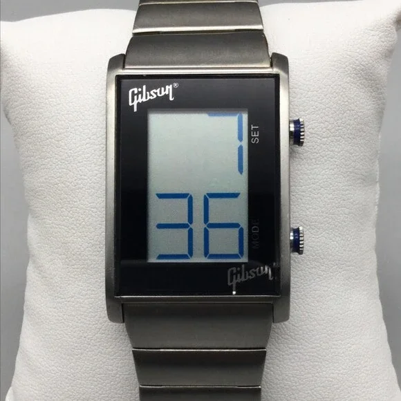 Gibson Digital Unisex Watch 28mm Silver Tone Stainless New Battery 8.25