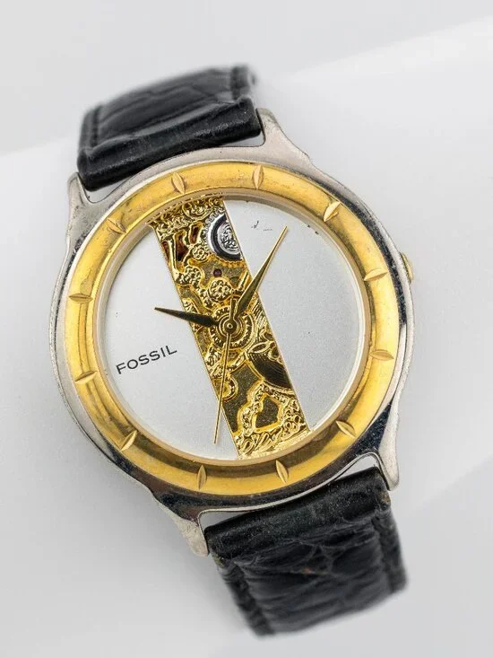 Vintage Fossil SK-5079 Skeleton Quartz Analog Women's Watch New Battery
