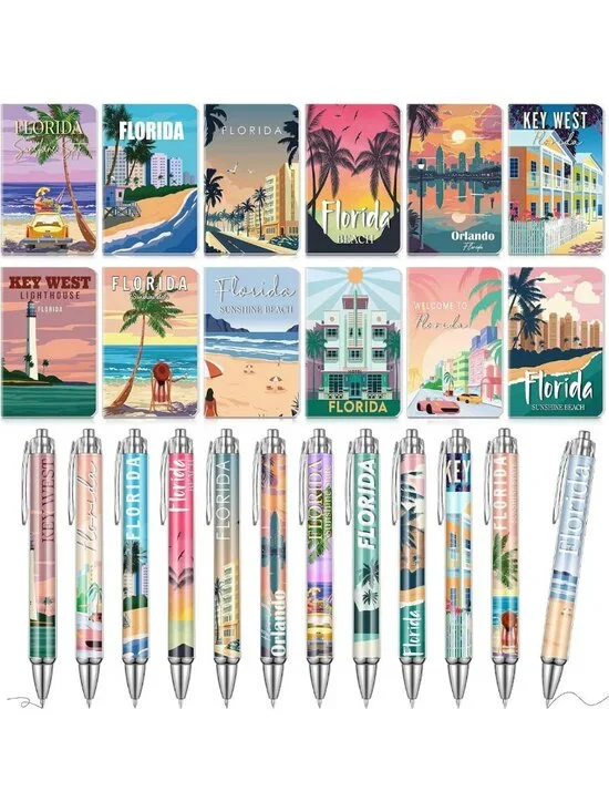 24 Pcs Florida Souvenir Notebook & Pen Set - Perfect Travel Gifts, Office