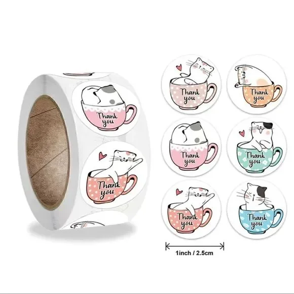 Thank You Kitty Cat Label Sticker 1