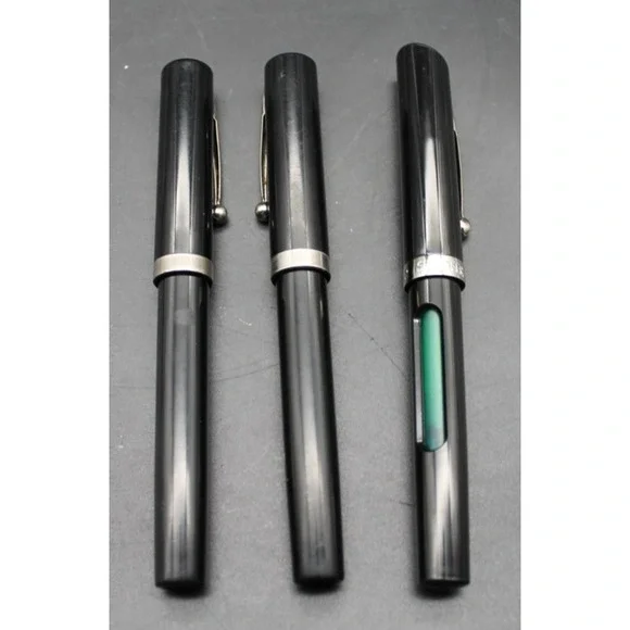 Lot of 3 Sheaffer Fountain Pens Black w Silver Trim Vintage Style