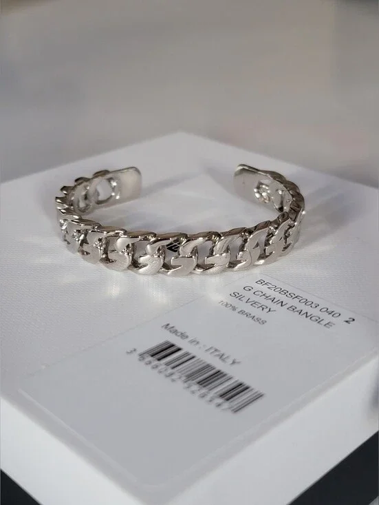 NWT Authentic Givenchy G Chain Bangle Bracelet – Silversmith Brass, Size 2