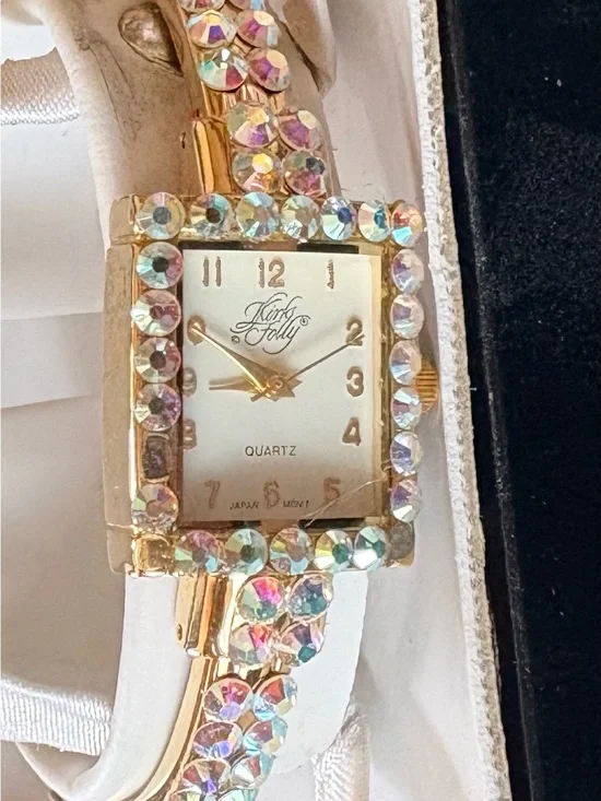 Kirks Folly Gold plated Crystal-Embellished Women's Quartz Watch - Gold