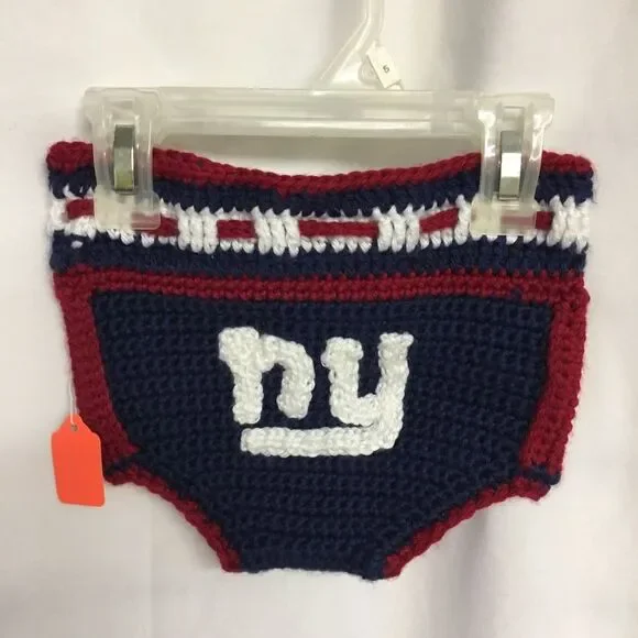 NFL Football New York Giants Hand Crochet Diaper Cover NWT Handmade-Nursery Gift