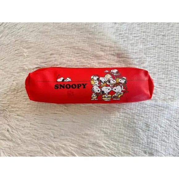 Snoopy and all siblings playing with the  band red pencil case zipper