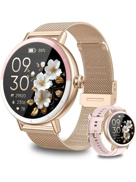 Stylish Smart Watch for Women, Fitness Tracker with Call & Text Alerts