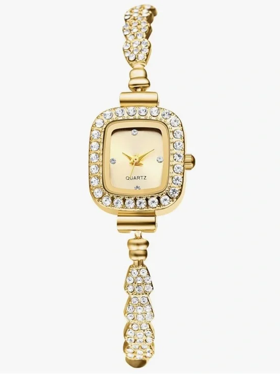 New Anthropologie Gold Crystal Accent Bracelet Watch
