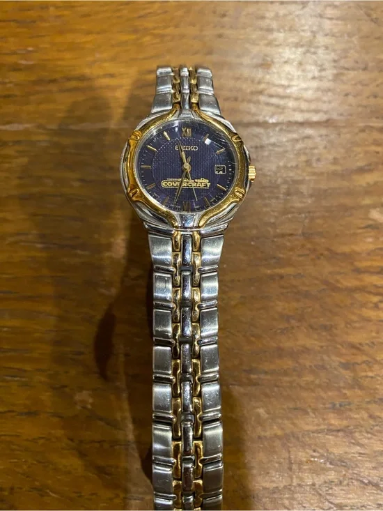Seiko Two-Tone Silver and Gold Bracelet Watch with Blue Dial- logo CoverCraft