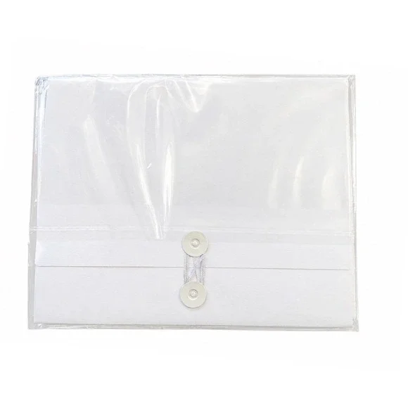 Cloth and Paper White String and Button Closure Envelope