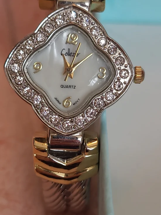 Gold & Silver Crystal-Trim Women’s Quartz Watch