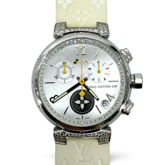 Louis Vuitton Tambour Louis Vuitton Cup Chrono Diamond White Steel