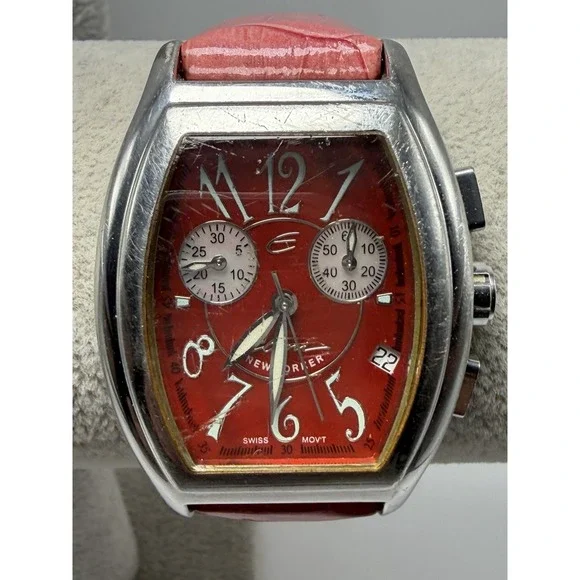 Elini New‎ Yorker B-799 New Battery Ladies MOP Chronograph Tank Watch 32MM 7.5