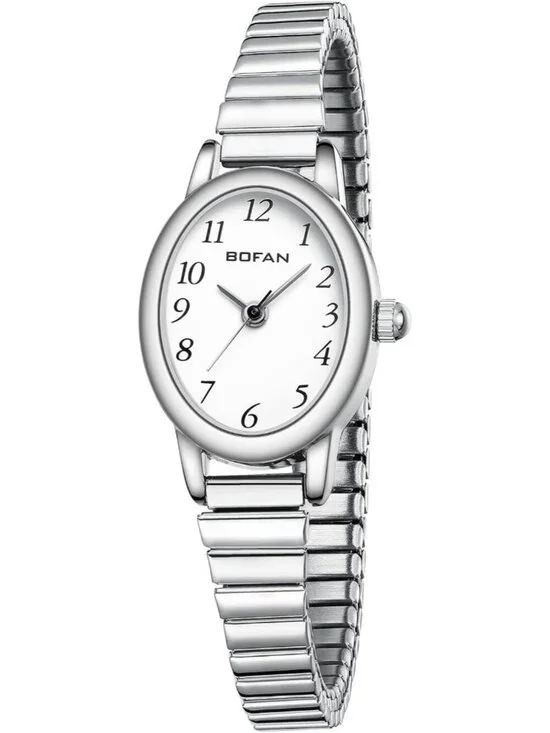 Women's Silver Analog Quartz Stainless Steel Waterproof Bracelet Wrist Watch