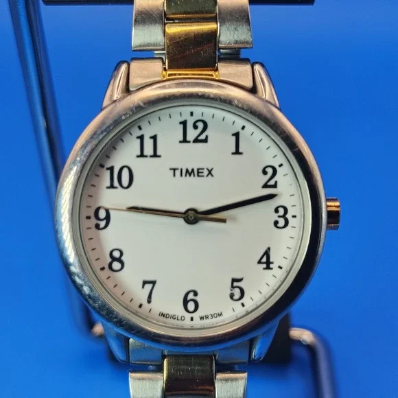 Vintage 2002 Timex Easy Reader‎ Two Tone 25mm Women's Quartz Watch SS Bracelet