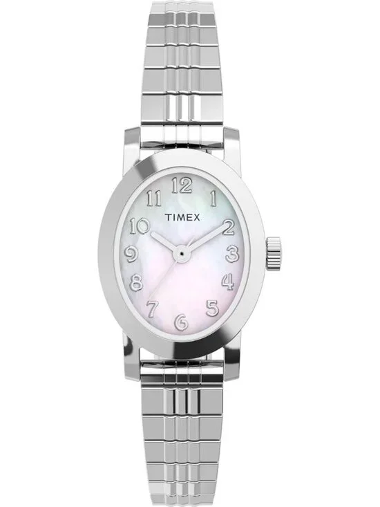 Women's Silver Analog Quartz Solid Cavatina Pearl Dial Oval Classic Wrist Watch