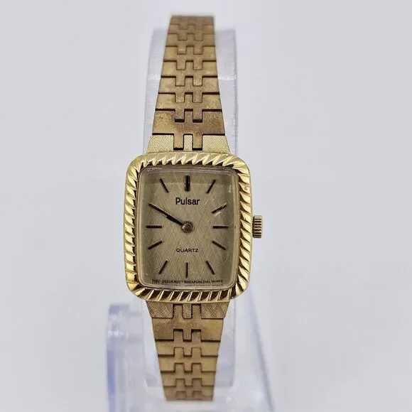 VTG Pulsar Watch Women 19MM Gold‎ Tone Dial Gold Bracelet 6.5