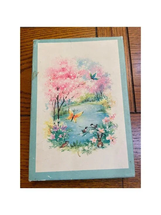 11 Vintage 1950s Greeting Cards Envelopes Original Box Glitter Unused MCM