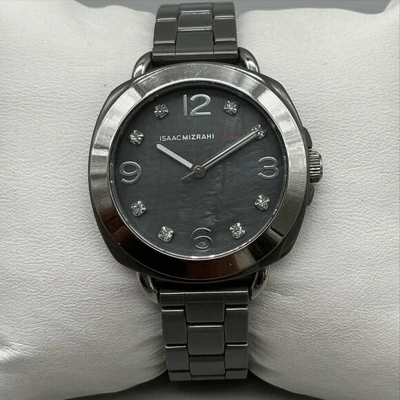Isaac Mizrahi Live Womens Watch 35mm Gray Stainless Bracelet New Battery 7.5