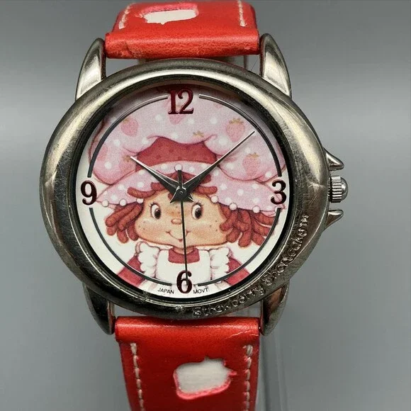 Accutime Strawberry Shortcake Girls Watch 38mm Pink Dial Leather New Battery
