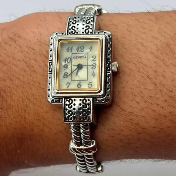 Silver Twist Geneva Watch